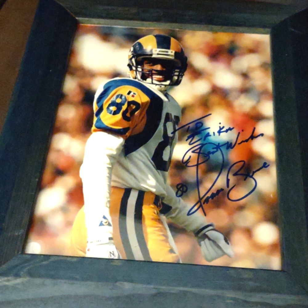 Autograph rams hall a fame 8/10 blue and gold